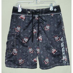 Kirra King & Queen of Spades Swim Board Shorts Men's 34 Surf Beach Unlined Black